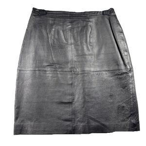 Styleworks Vintage Leather Skirt Moto Pieced Patchwork Biker Black Size 8 H230